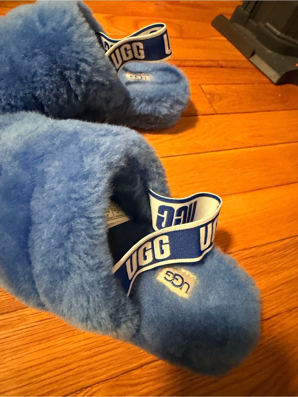 UGG Light Blue Fuzzy Slide Slippers - Picture 4 of 7